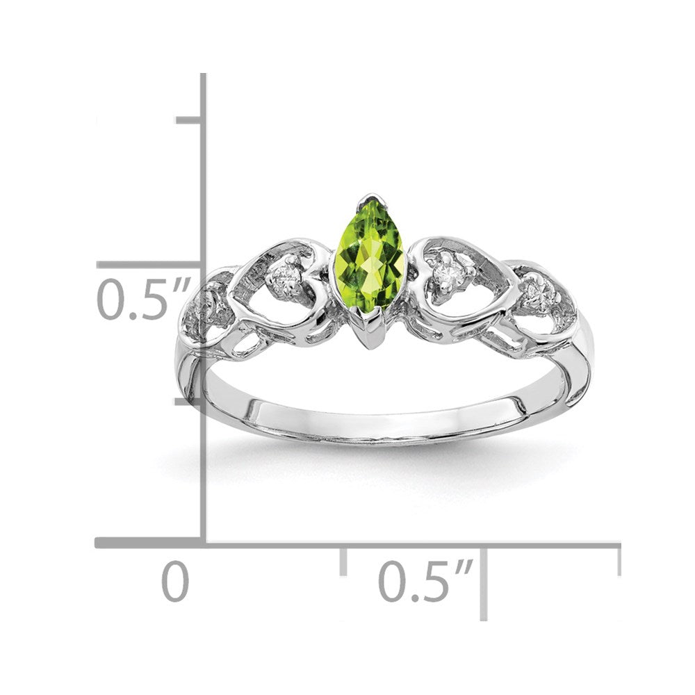 Solid 14k White Gold 6x3mm Marquise Simulated Peridot AA CZ Ring