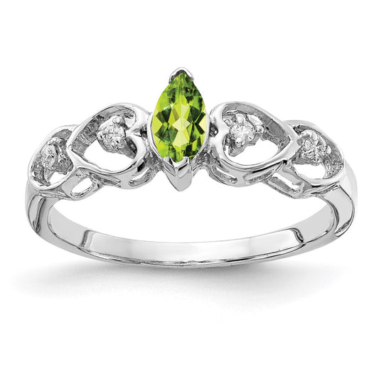 Solid 14k White Gold 6x3mm Marquise Simulated Peridot AAA CZ Ring