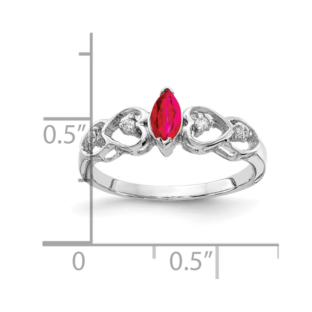 14k White Gold 6x3mm Marquise Ruby A Real Diamond ring