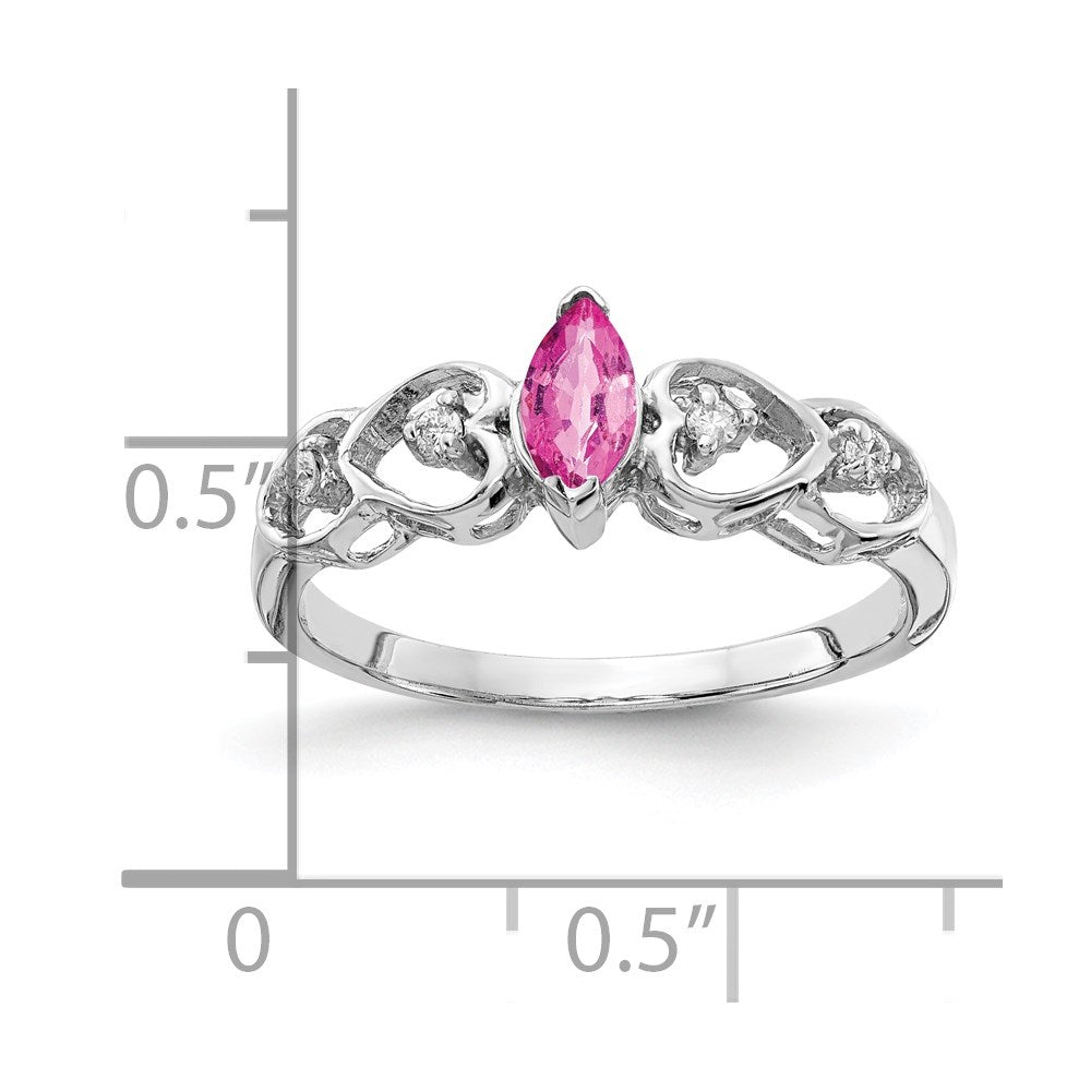 14k White Gold 6x3mm Marquise Pink Sapphire VS Real Diamond ring