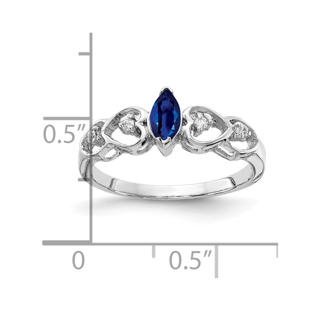 14k White Gold 6x3mm Marquise Sapphire VS Real Diamond ring