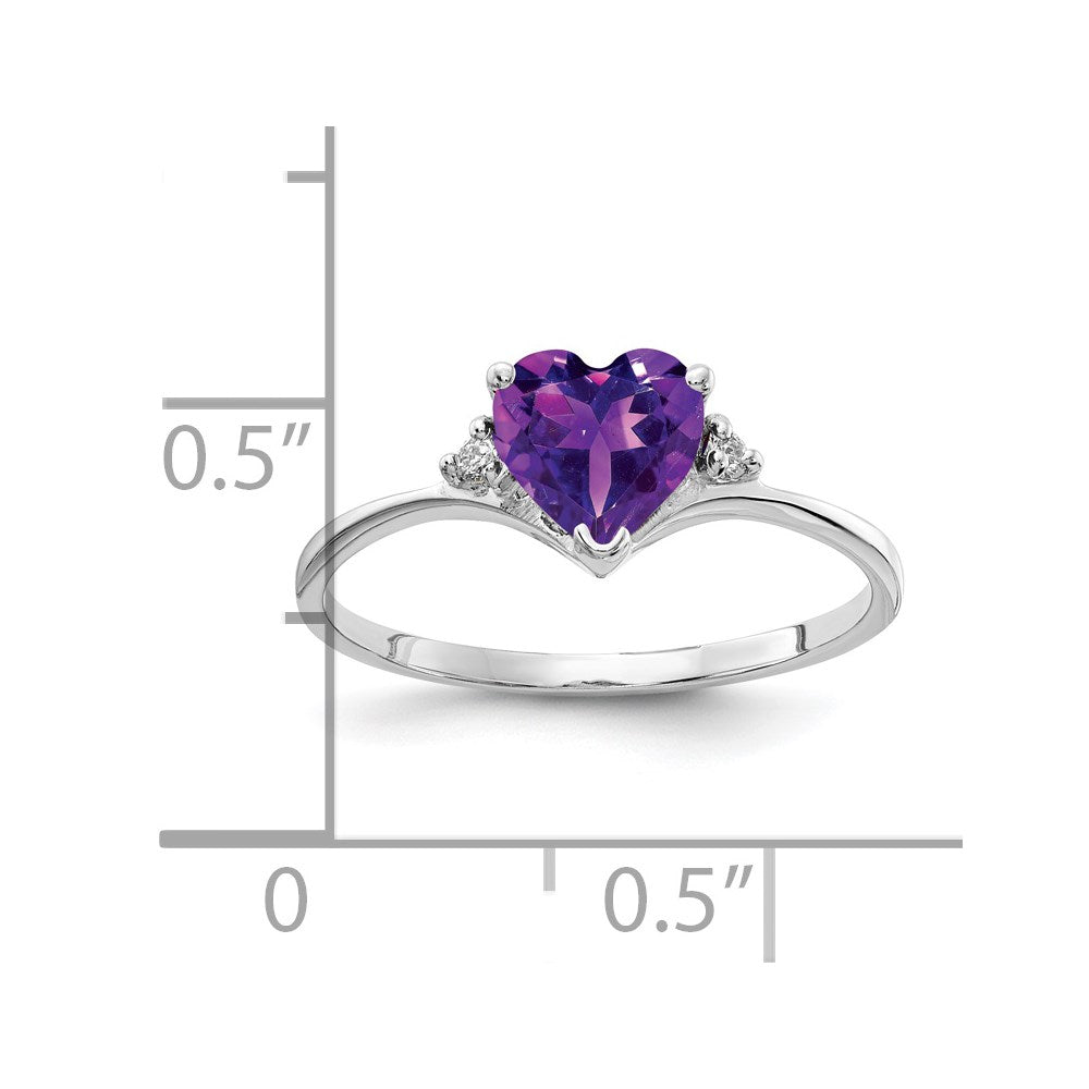 14k White Gold 6mm Heart Amethyst VS Real Diamond ring