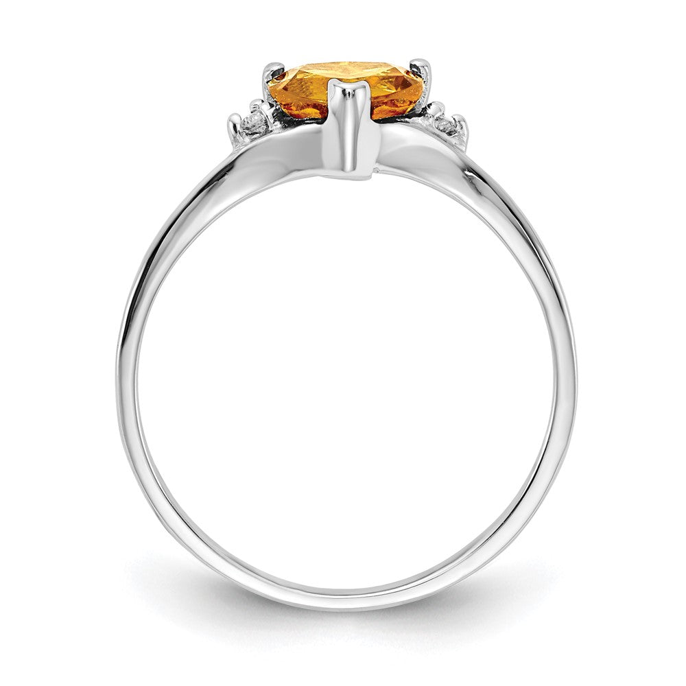 Solid 14k White Gold 6mm Heart Simulated Citrine A CZ Ring