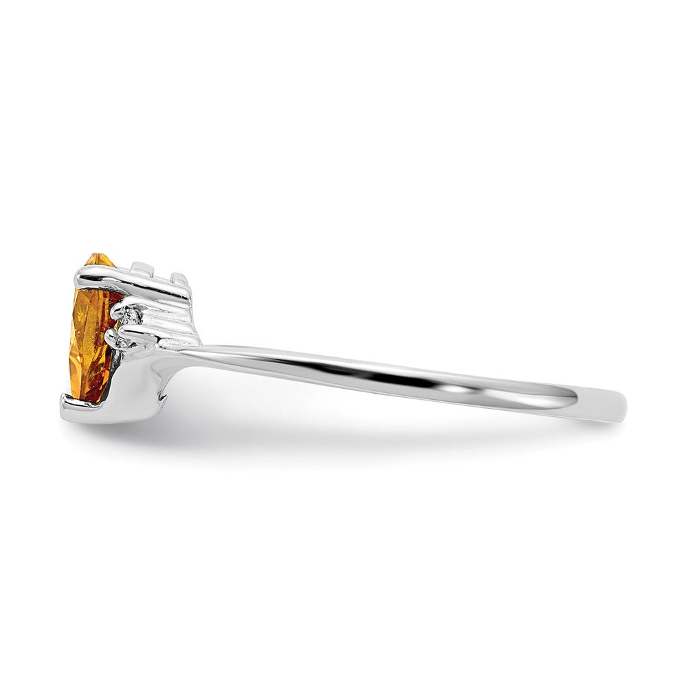 14k White Gold 6mm Heart Citrine AA Real Diamond ring