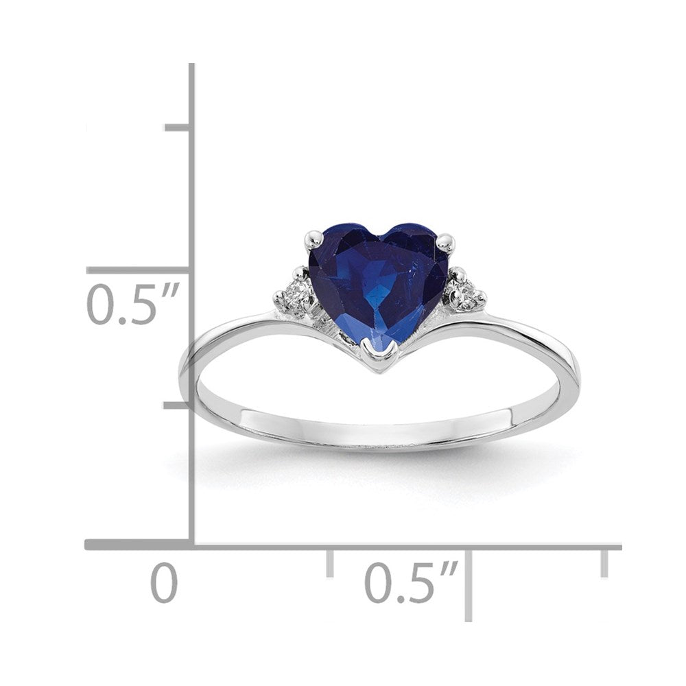 14k White Gold 6mm Heart Sapphire AAA Real Diamond ring