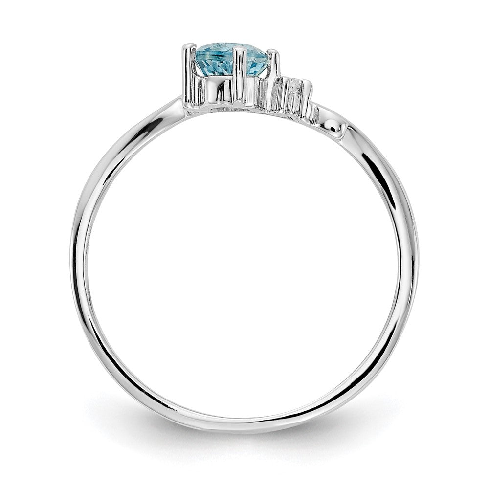 14k White Gold 4mm Blue Topaz A Real Diamond ring