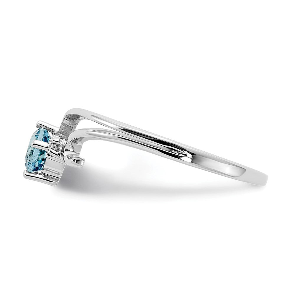 14k White Gold 4mm Blue Topaz A Real Diamond ring