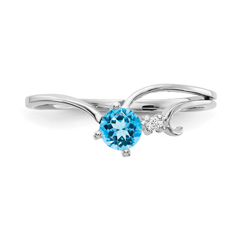 14k White Gold 4mm Blue Topaz A Real Diamond ring