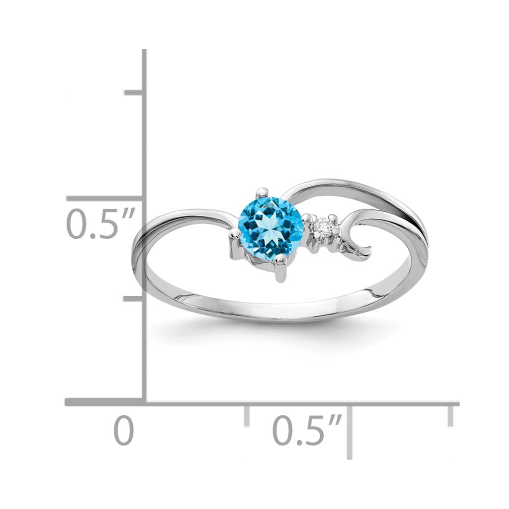 14k White Gold 4mm Blue Topaz A Real Diamond ring