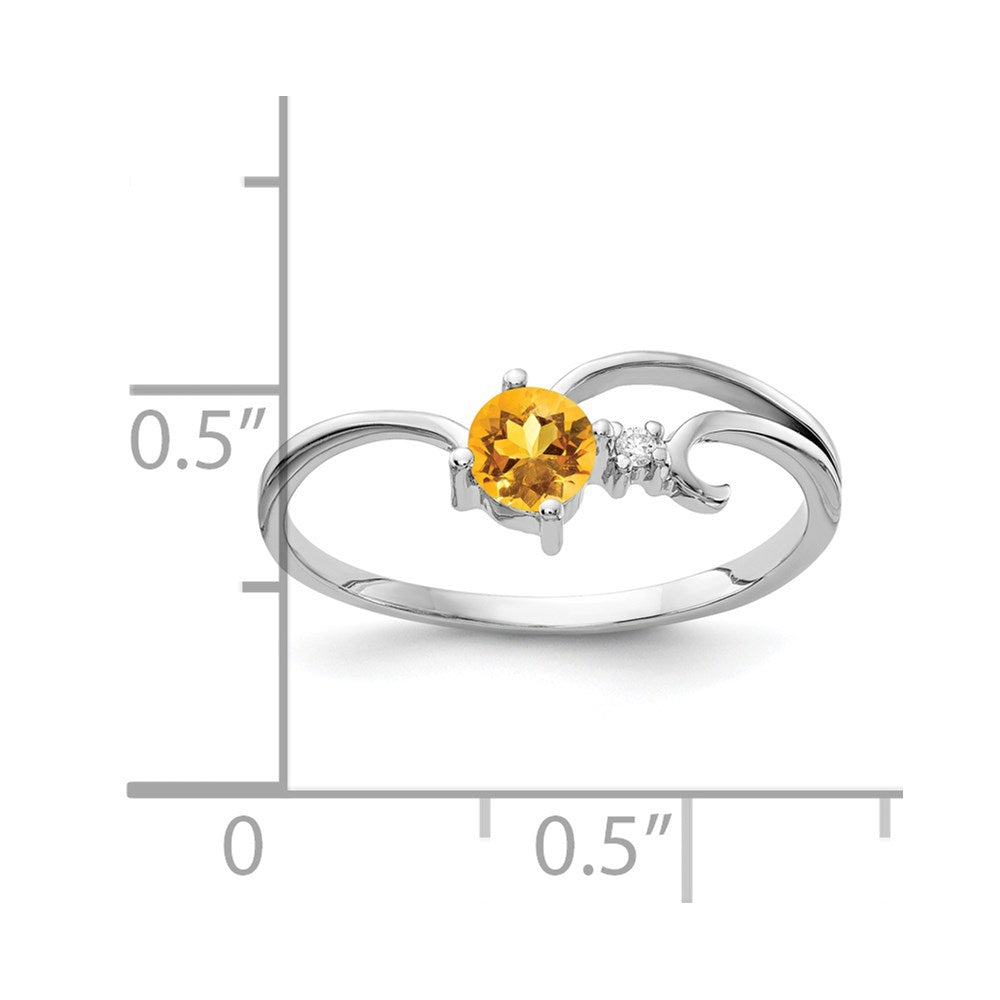 14k White Gold 4mm Citrine A Real Diamond ring