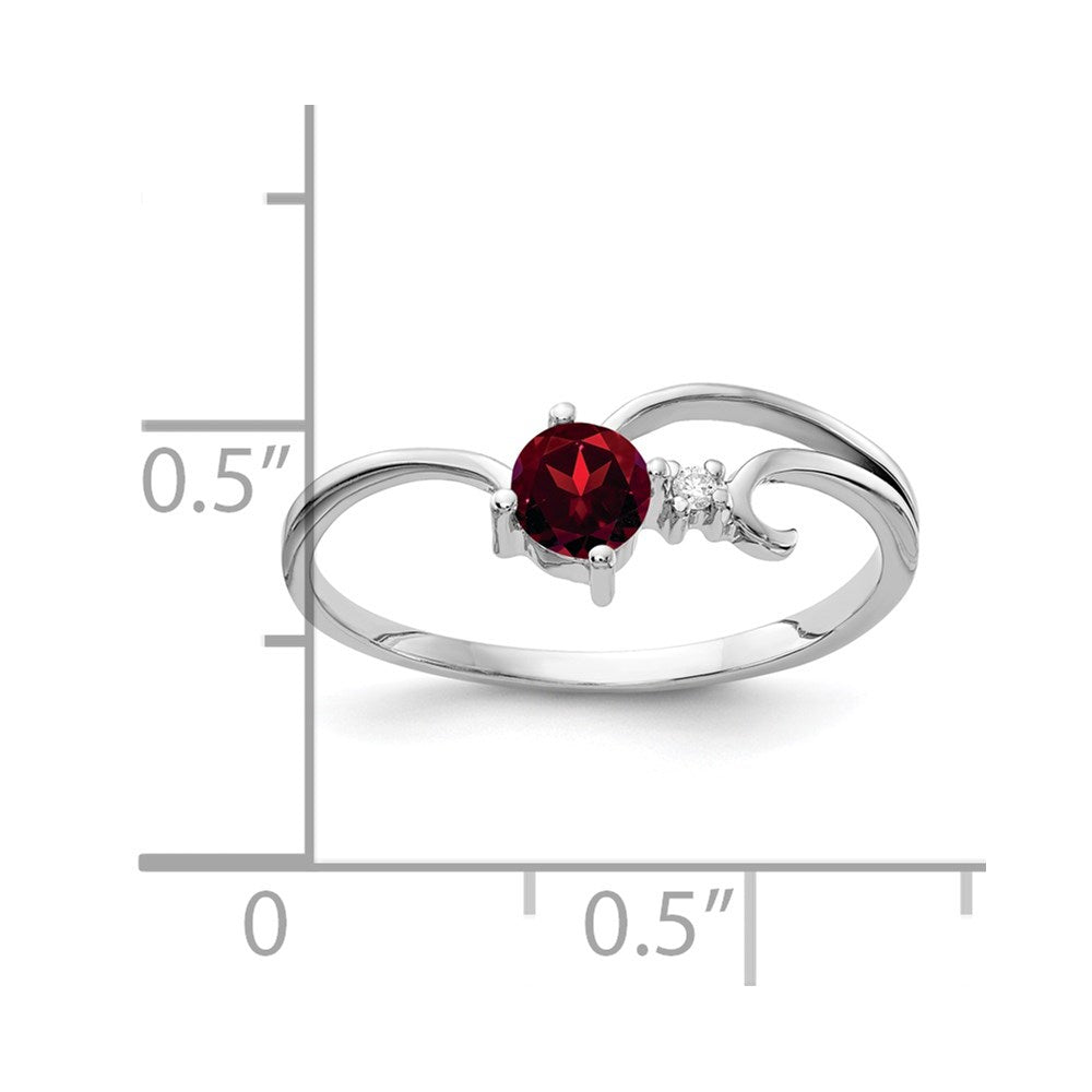 14k White Gold 4mm Garnet A Real Diamond ring