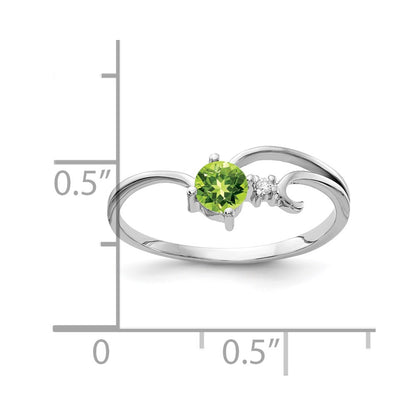 14k White Gold 4mm Peridot AA Real Diamond ring