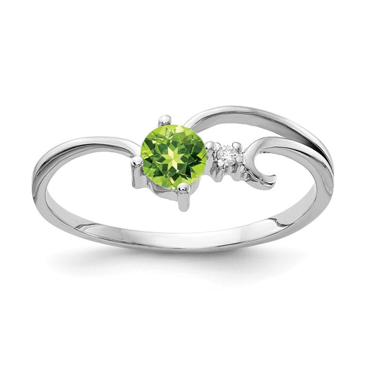 Solid 14k White Gold 4mm Simulated Peridot AA CZ Ring