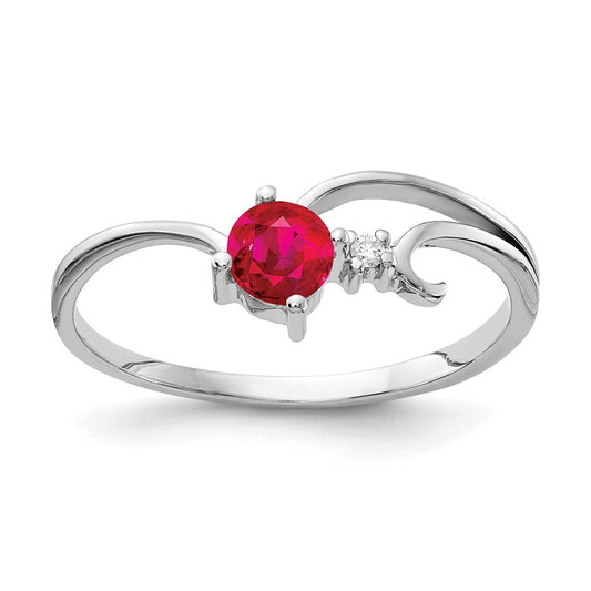 14k White Gold 4mm Ruby AA Real Diamond ring