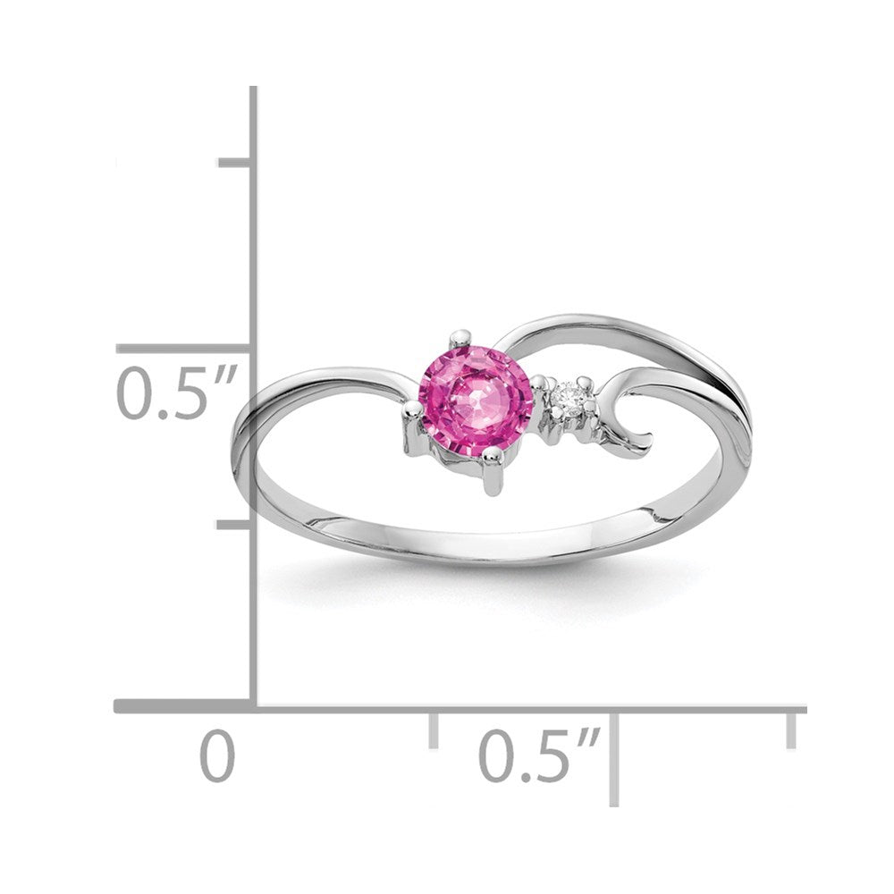 14k White Gold 4mm Pink Sapphire AAA Real Diamond ring