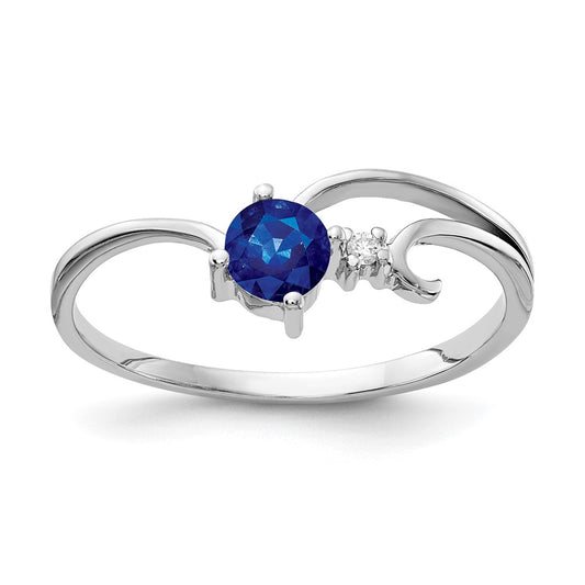 14k White Gold 4mm Sapphire A Real Diamond ring