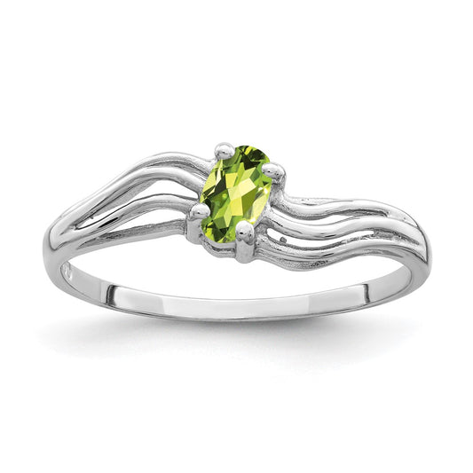 14k White Gold 5x3mm Oval Peridot ring