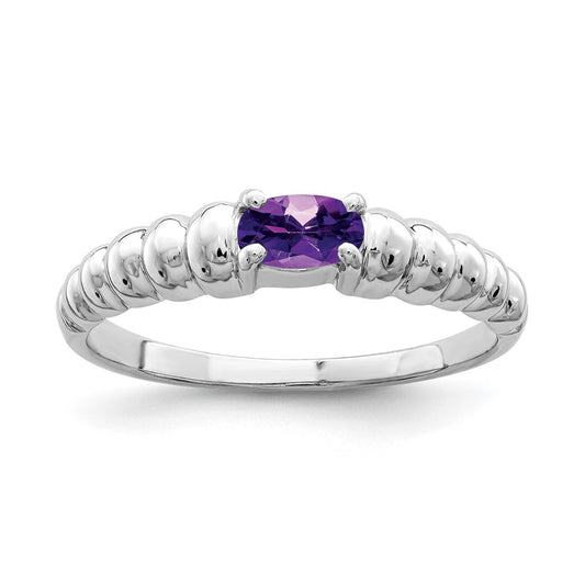 14k White Gold 5x3mm Oval Amethyst ring