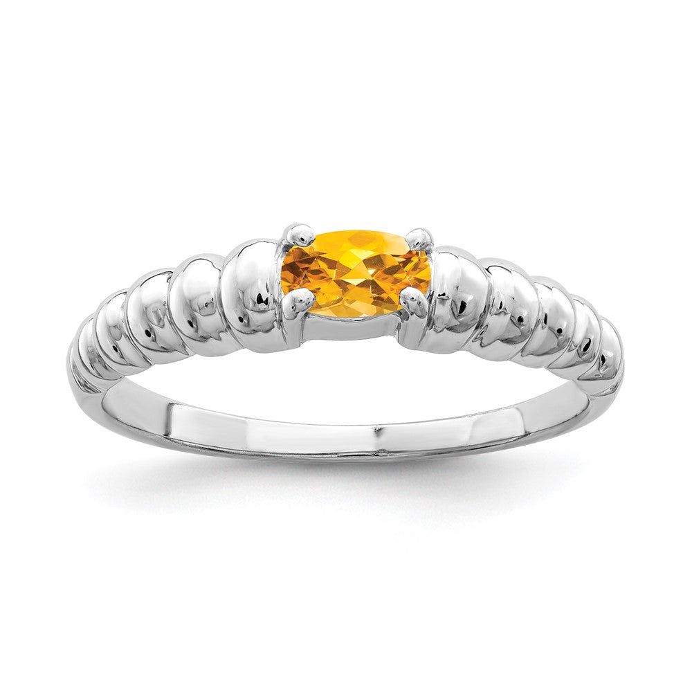 Solid 14k White Gold 5x3mm Oval Simulated Citrine Ring