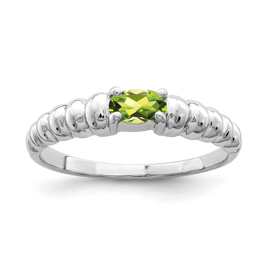 Solid 14k White Gold 5x3mm Oval Simulated Peridot Ring