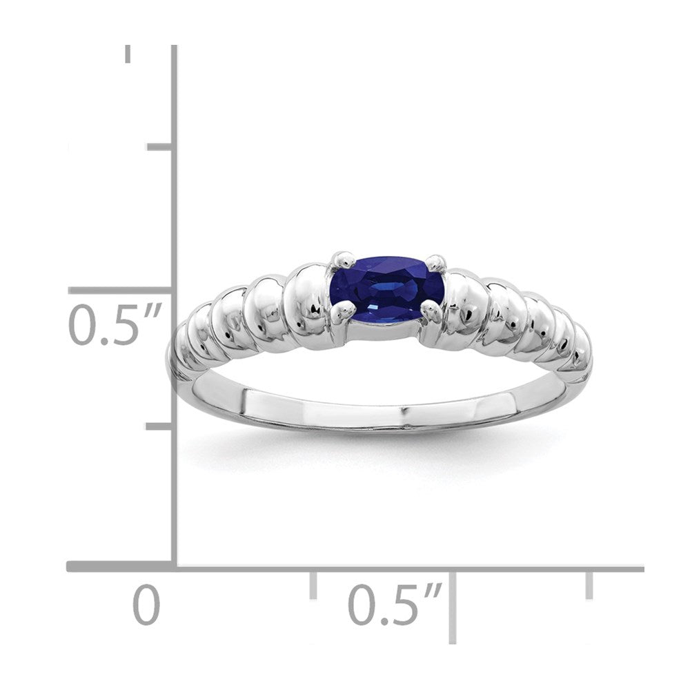 Solid 14k White Gold 5x3mm Oval Simulated Sapphire Ring