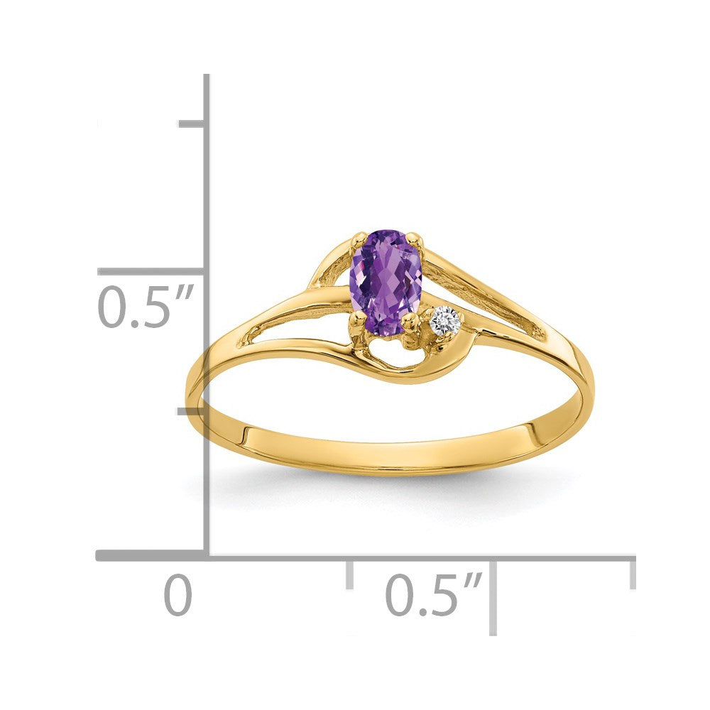 14K Yellow Gold 5x3mm Oval Amethyst AA Real Diamond ring