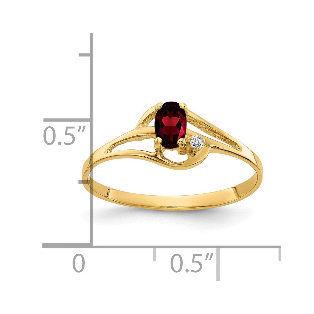 14K Yellow Gold 5x3mm Oval Garnet A Real Diamond ring