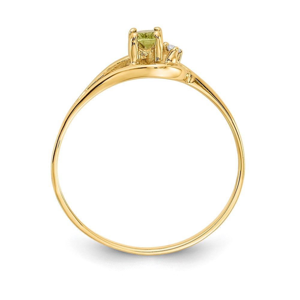 14K Yellow Gold Peridot Real Diamond Ring