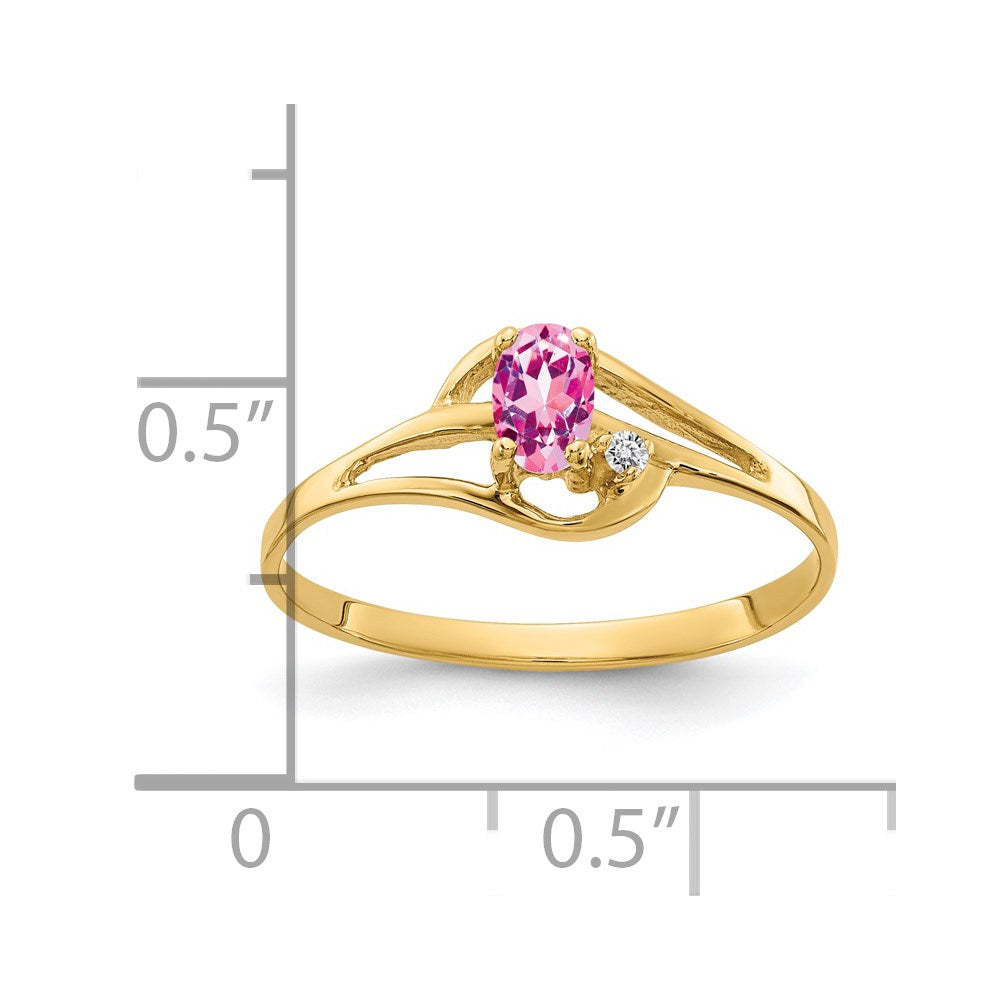 14K Yellow Gold 5x3mm Oval Pink Sapphire AA Real Diamond ring