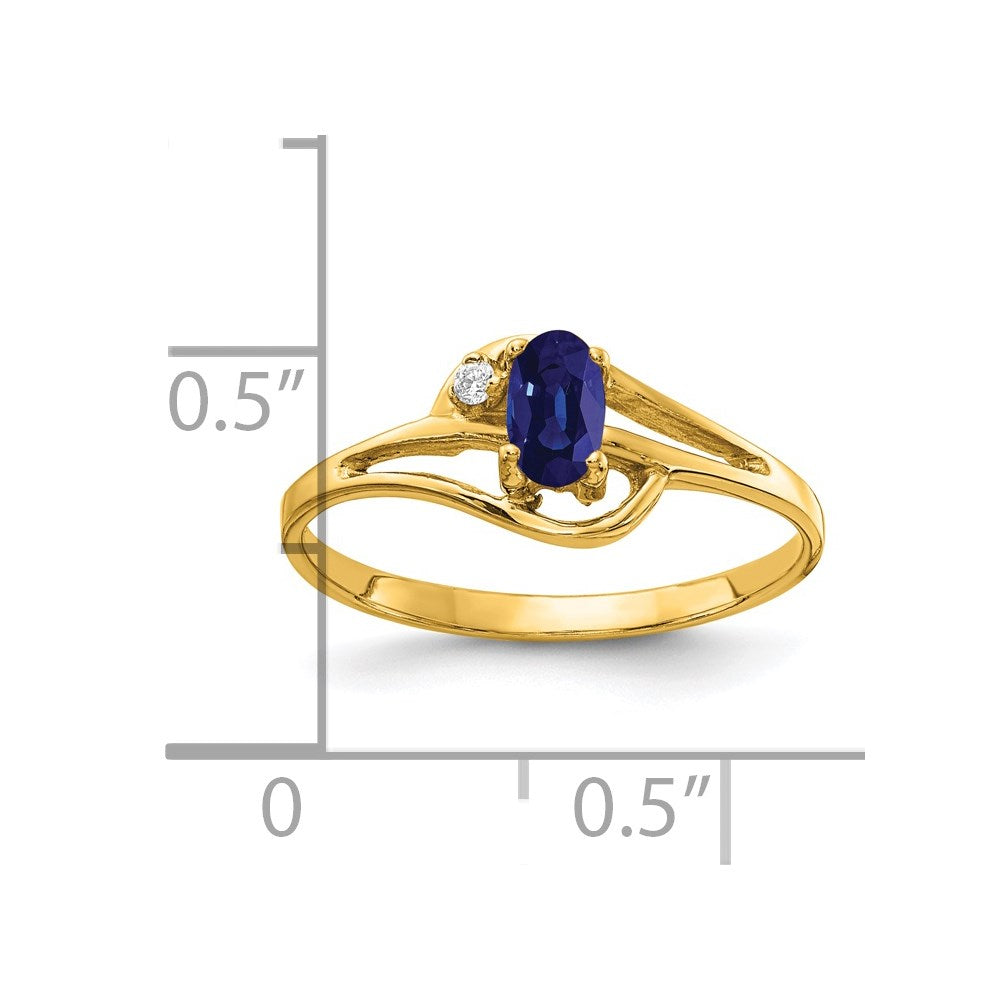 14K Yellow Gold 5x3mm Oval Sapphire A Real Diamond ring