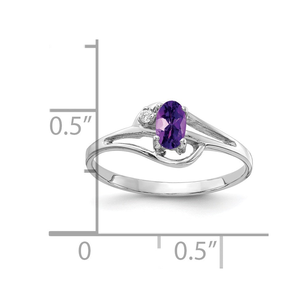 Solid 14k White Gold 5x3mm Oval Simulated Amethyst VS CZ Ring