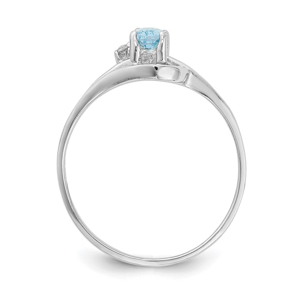 14k White Gold 5x3mm Oval Blue Topaz A Real Diamond ring