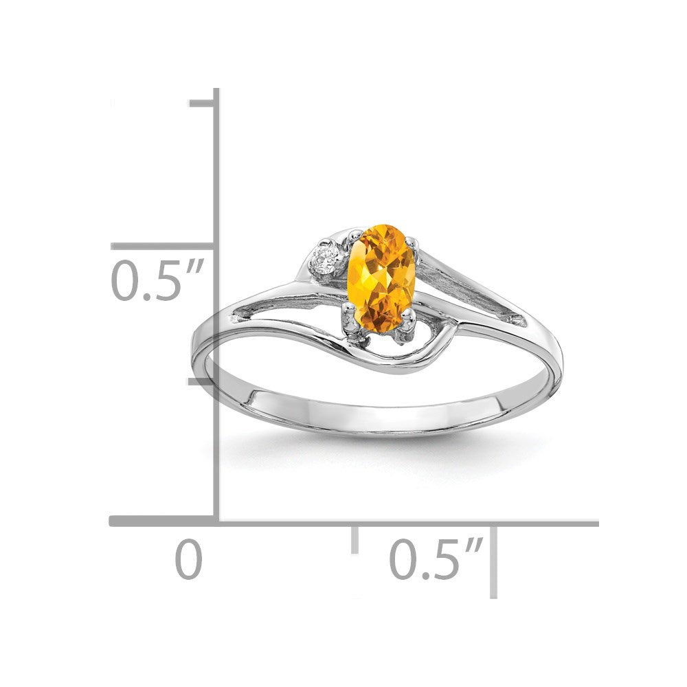 14k White Gold 5x3mm Oval Citrine VS Real Diamond ring