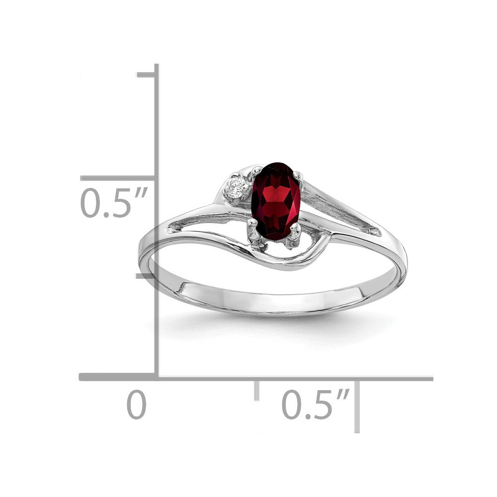 14k White Gold 5x3mm Oval Garnet A Real Diamond ring