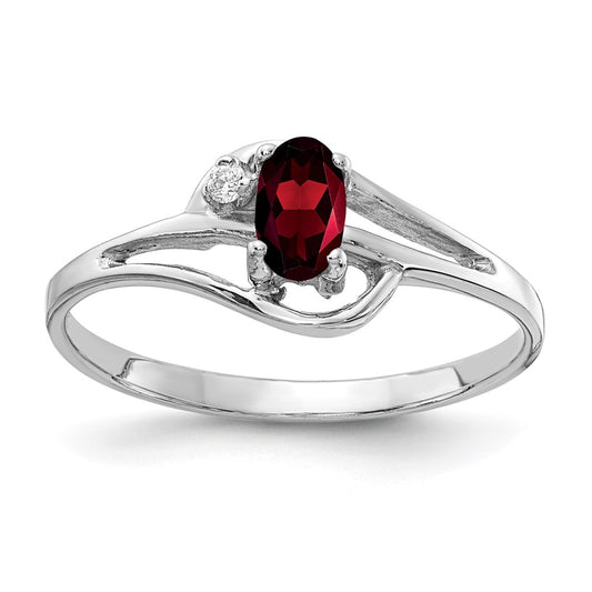 14k White Gold 5x3mm Oval Garnet AA Real Diamond ring