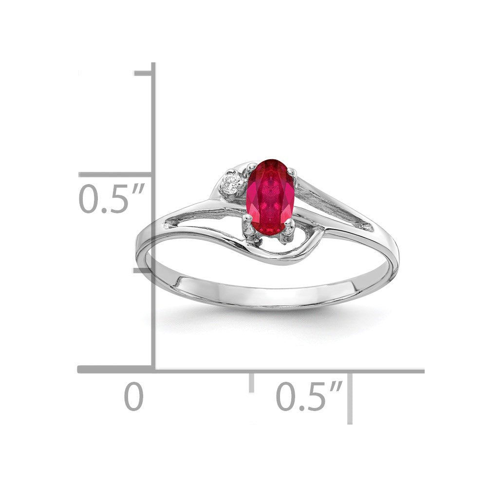 14k White Gold 5x3mm Oval Ruby A Real Diamond ring