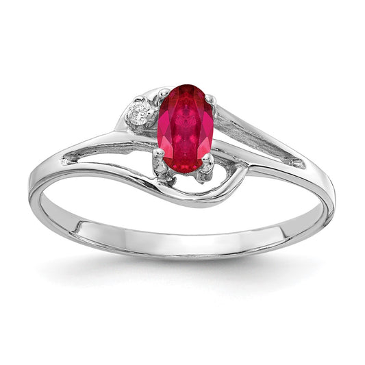 14k White Gold 5x3mm Oval Ruby AA Real Diamond ring