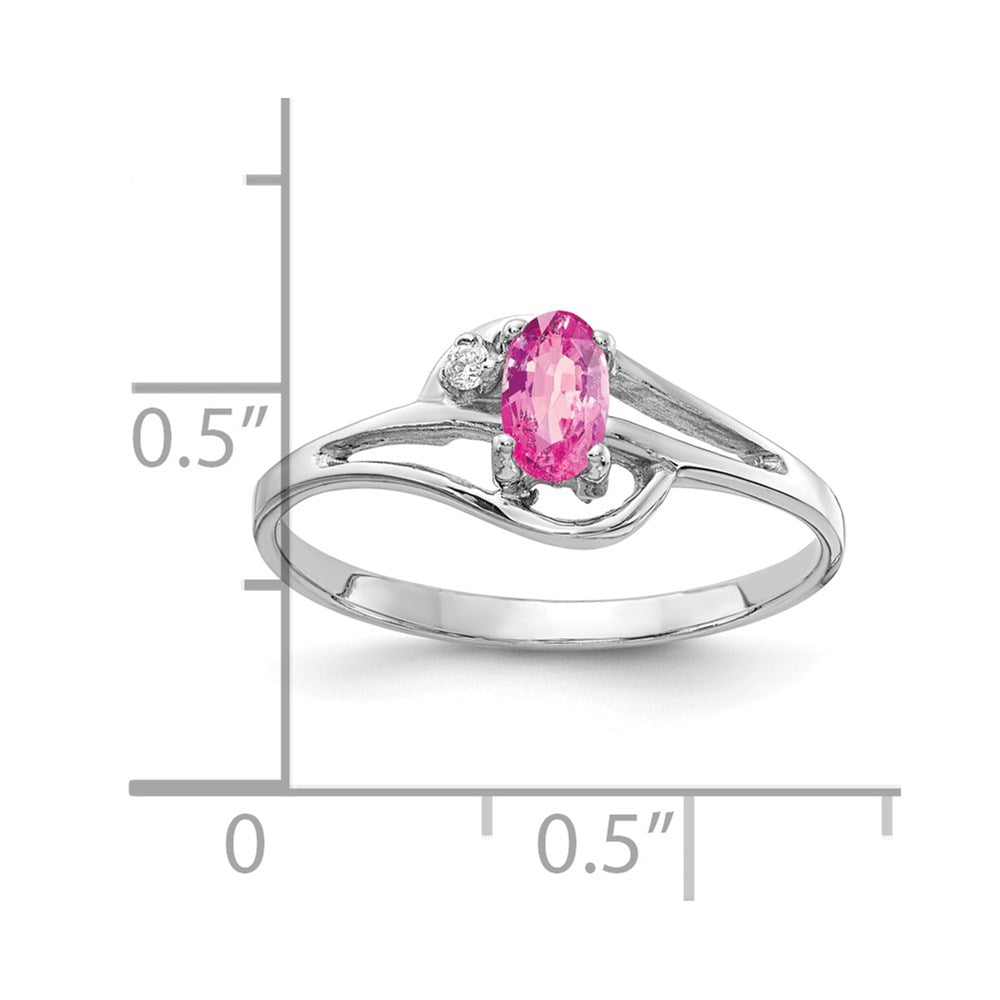 14k White Gold 5x3mm Oval Pink Sapphire AA Real Diamond ring