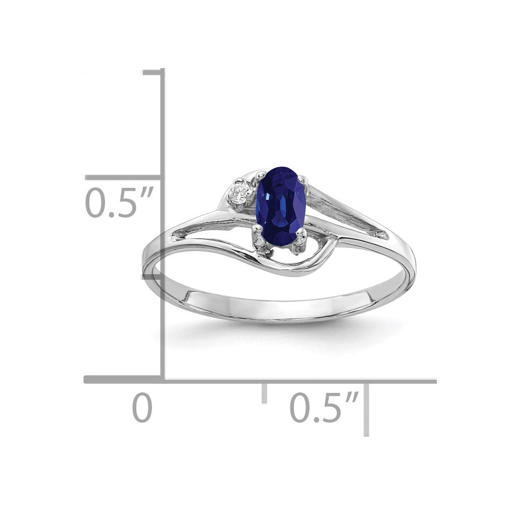 14k White Gold 5x3mm Oval Sapphire VS Real Diamond ring