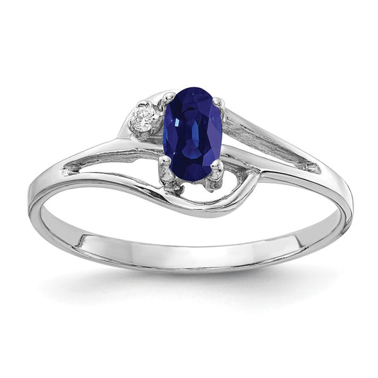 14k White Gold 5x3mm Oval Sapphire A Real Diamond ring