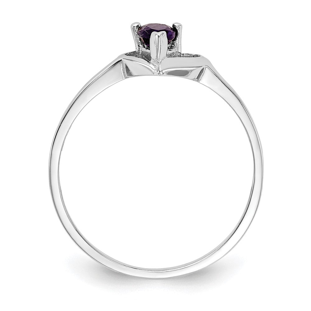 14k White Gold 5x3mm Pear Amethyst A4 Real Diamond ring