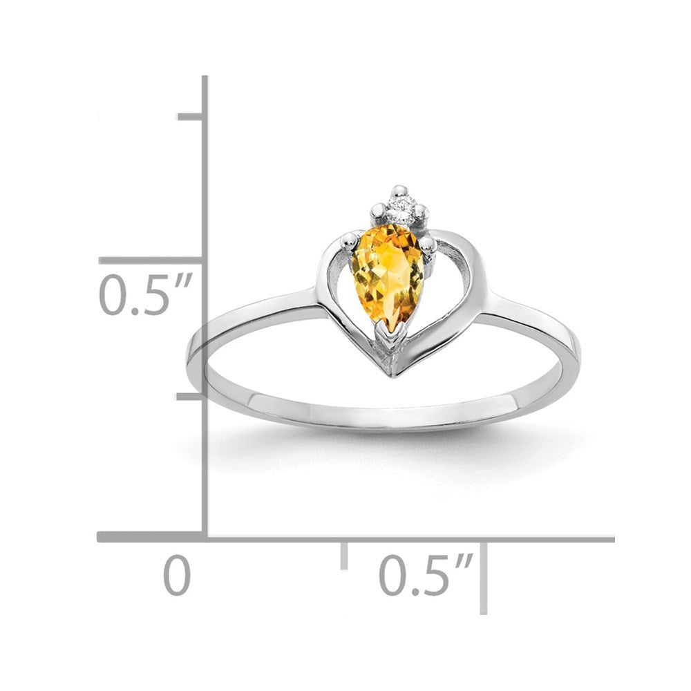 14k White Gold 5x3mm Pear Citrine A Real Diamond ring