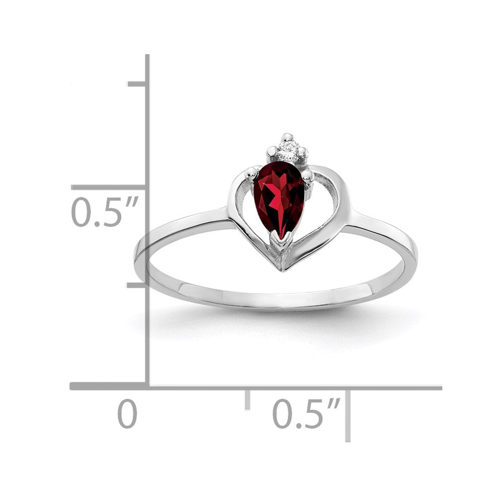 14k White Gold Garnet Real Diamond Ring