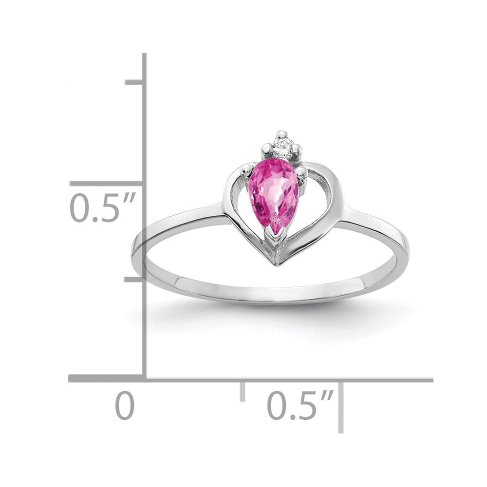 14k White Gold 5x3mm Pear Pink Sapphire VS Real Diamond ring