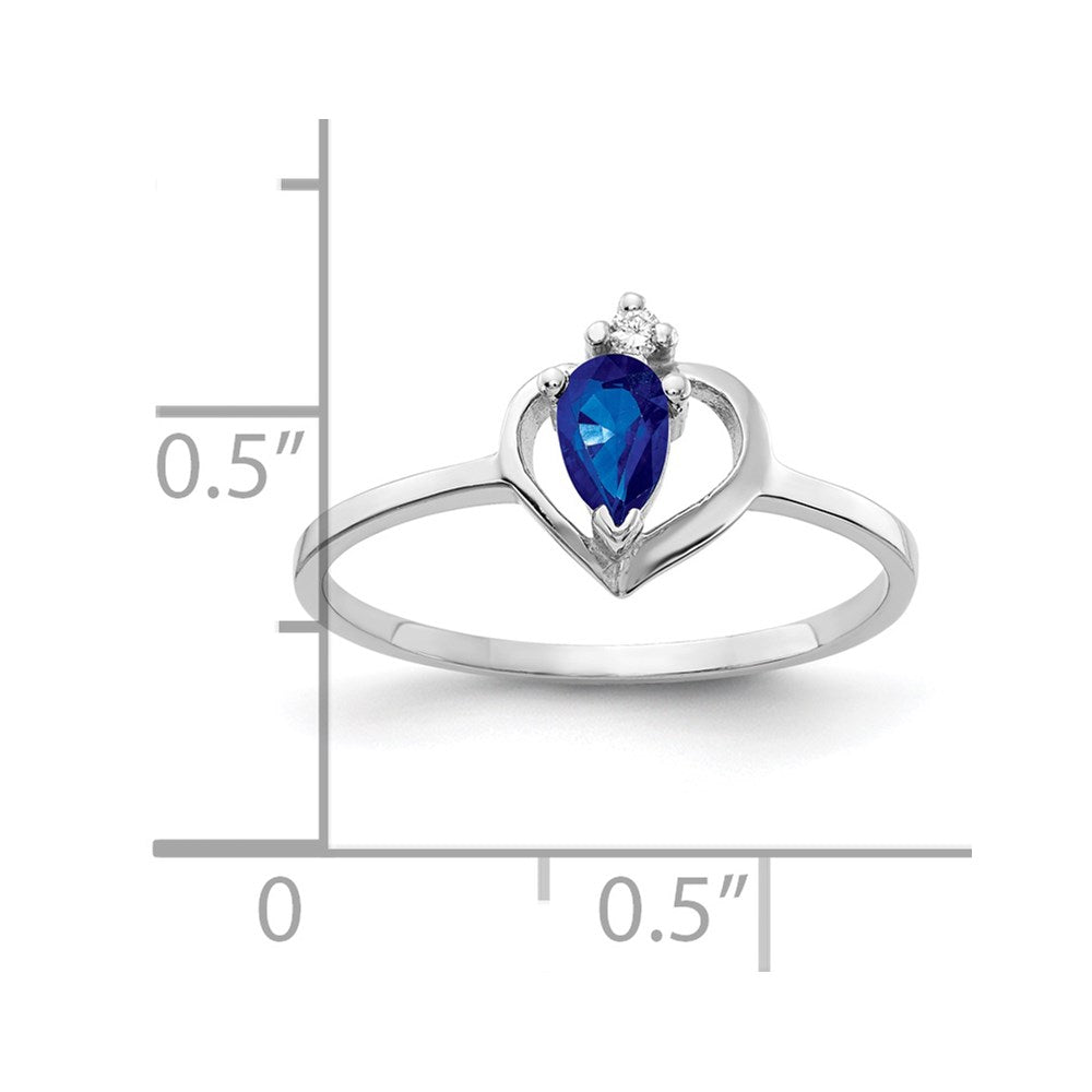 14k White Gold 5x3mm Pear Sapphire A4 Real Diamond ring