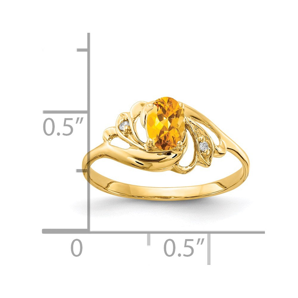 14K Yellow Gold 6x4mm Oval Citrine VS Real Diamond ring