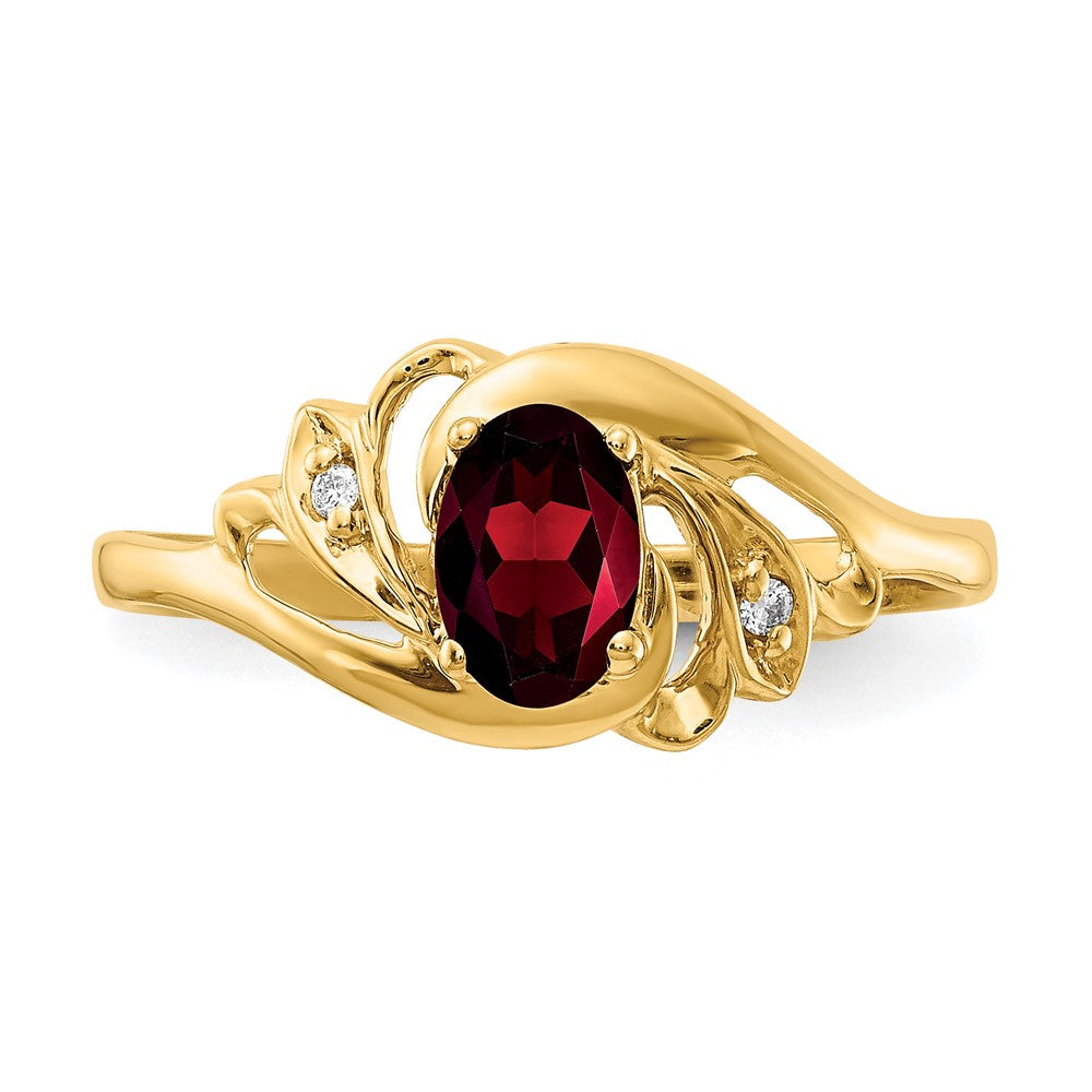 14K Yellow Gold 6x4mm Oval Garnet VS Real Diamond ring