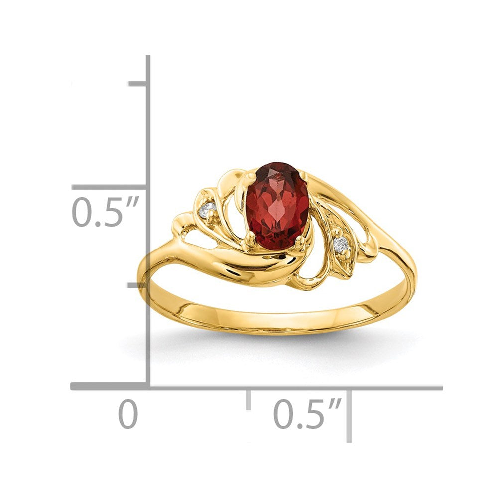 14K Yellow Gold 6x4mm Oval Garnet VS Real Diamond ring