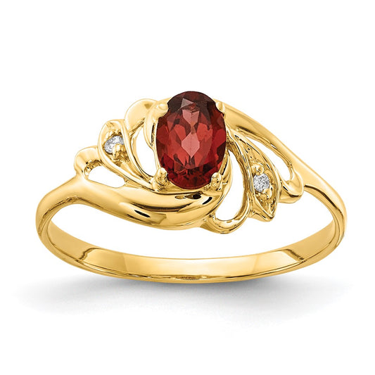 14K Yellow Gold 6x4mm Oval Garnet A Real Diamond ring