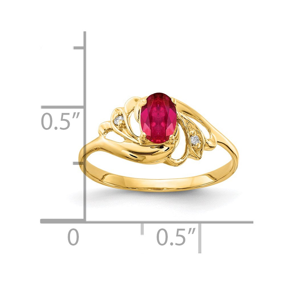 14K Yellow Gold 6x4mm Oval Ruby VS Real Diamond ring